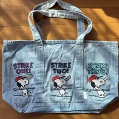 スヌーピーSNOOPY 刺繍デニムトートバッグ　ルートート　大きめ