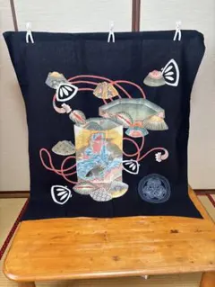 本藍染め　筒書き　明治〜大正期頃 98✖️110 3幅　　アンティーク　① 本藍染め 筒書き 明治〜大正期頃 98✖️110 3幅 アンティーク ①