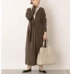 チャオパニックティピー　3wayリブ編みブラウンロングカーディガン