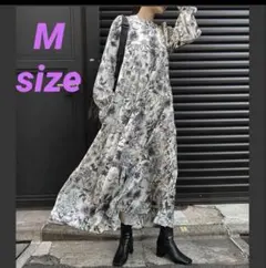 新品♡ボタニカルデザイン　ホワイト　2ウェイフレア　ロングワンピース　L