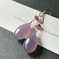 1点物✧︎ぷっくりパープルアゲートピアス - メルカリ