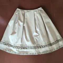 セール！☆フォクシー（FOXEY NY）☆　ふんわりフレアースカート　ベージュ