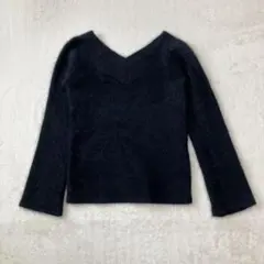 フランドル ニット 黒 9 アンゴラ混 Vネック ラメ キラキラ 長袖　ふわもこのサムネイル