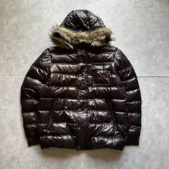 adidas grunge hood fur down jacket brown