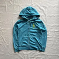 Ralph Lauren big pony zip hoodie 水色