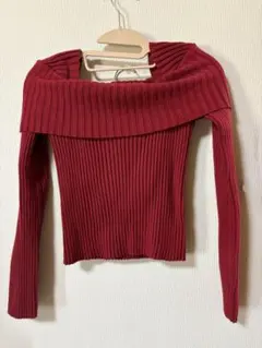 オフショルダー赤ニット Lサイズ
