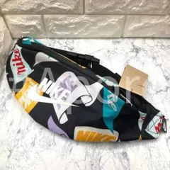 NIKE ナイキ ロゴ 総柄 ヘリテージ ボディバッグ ブラック 3Lショルダー