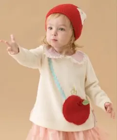 【新品タグ付】baby cheer りんごポシェットトレーナー　ボーダー