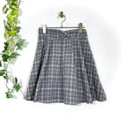マジェスティックレゴン チェック柄 フレアキュロット(F)ガーリー グレー