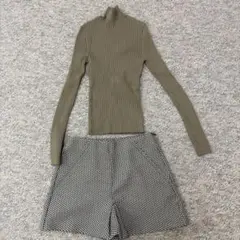 【ZARA】リブニット＆ショートパンツセットアップ S