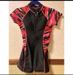 半袖付き ワンピース水着 帽子付き 前ファスナー L