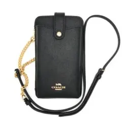 【美品／即日発送】COACH ブラック スマホショルダーバッグ ※2枚目実物有