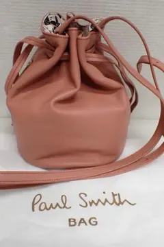 未使用 ポールスミス 巾着型 ショルダーバッグ ピンク レザー J19-A
