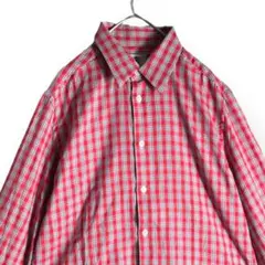 ポールスミス　チェック　シャツ　オレンジ　ブラウン　グレー　メンズM