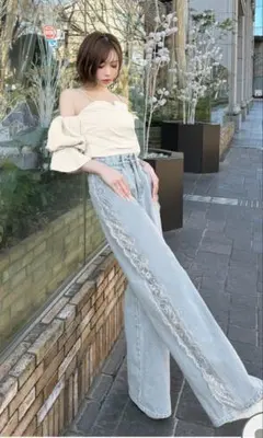 Rady 新作 サイドレースワイドデニム