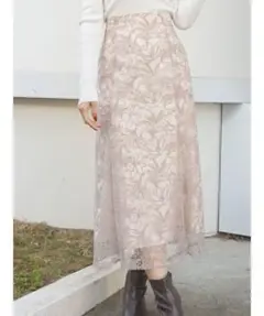 MERCURY DUO メロンチュールエンブロイダリースカート ベビーピンク M