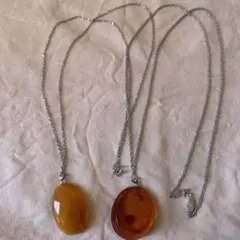 琥珀　アンバー　シルバー　ネックレス