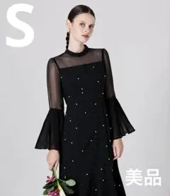 Leja パールビジュープリーツフレアスリーブビーズマーメイド