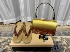 ⭐【東京芝山】佐賀錦 草履バッグセット 正絹 ゴールド 金糸 - メルカリ