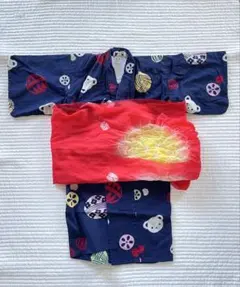 ファミリア 女の子 キッズ 子供用浴衣 ネイビー クマ柄 90cm