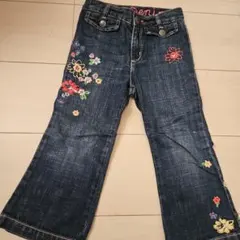花柄刺繍デニムフレアパンツ　GAP