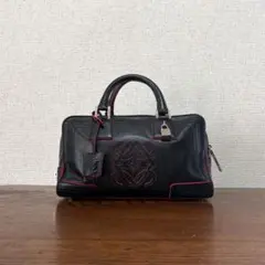 LOEWEロエベ ビッグアナグラムボストンバッグデニム赤レザー 