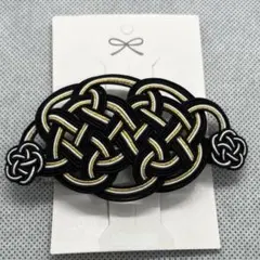 ハンドメイド【水引】バレッタ 黒×白×金