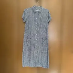 fog linen work ギンガムチェック 半袖ワンピース