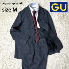 【極美品】GU ウォッシャブルカジュアルスーツ ネイビーチェック Mサイズ