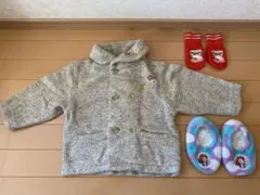 女の子冬物/コート・手袋・ルームソックス/90〜100まとめ売り3点