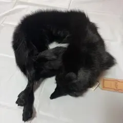 【タグ付】ブルー フォックス リアルファー　顔あり　マフラー　ショール　青狐