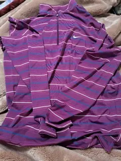 Nike Golf Dri-FIT 紫ストライプシャツ M