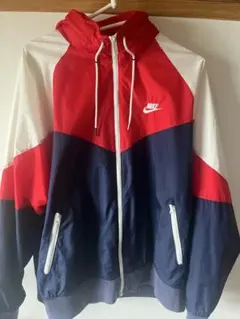 NIKE ナイキ ビンテージ 赤青白トリコロール フード付 スエード切替ブルゾン NIKE ナイキ ビンテージ 赤青白トリコロール フード付 スエード