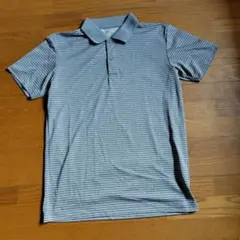 UNIQLO Mサイズ グレー ストライプ ポロシャツ