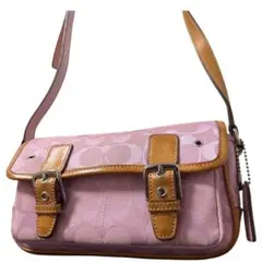 美品✨コーチ　ショルダーバッグ　ピンク　ソーホー　キャンバス　フラップ　y2k