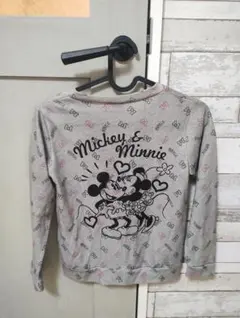 長袖カーディガン　ミッキー＆ミニー　ディズニー　グレー　リボン　ＵＳＥＤ 女児