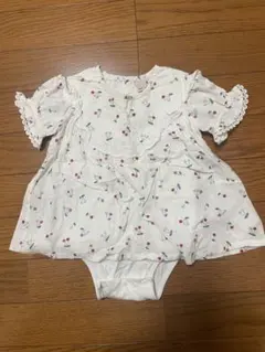 petit main花柄フリルロンパース 80