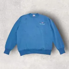 90s〜00s ボロ フェード 刺繍 スウェット L 水色 古着 グランジ US