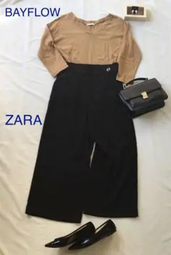 コーデセット＜イヤリング付き＞★BAYFLOWカットソー&ZARAガウチョパンツ