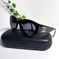 美品 CHANEL サングラス ココマーク ブラック イエローレンズ ケース付 