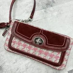 ✨美品✨コーチ　ハンプトンズ　千鳥格子　リストレット　ターンロック　マルチ素材