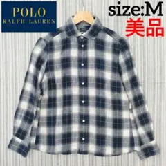 ★美品★ラルフローレン＊リネンシャツ＊チェック柄＊麻＊M
