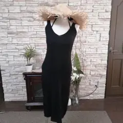 【★お値下げ★】Vネックタイトワンピース　サマーニット　ブラックM