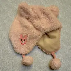 ホットビスケッツ　うさぎ　うさみみ　ボア帽子　ピンク　46〜50cm