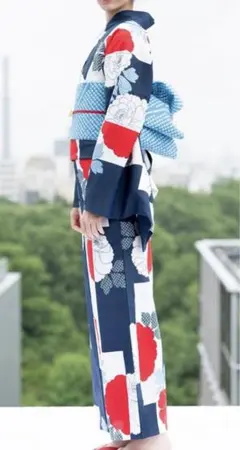 やまと　なでしこ　オリジナル赤と白のストライプ着物　洗えるポリエステル　中古品 やまと なでしこ オリジナル赤と白のストライプ着物 洗える