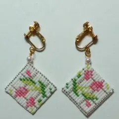 デリカビーズイヤリング(スクエア大)⑯