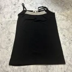 グローブ　キャミソール　ゴールドライン　長さ調整付き　黒　肌着　M ラメのサムネイル