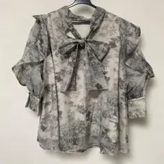 SNIDEL オーガンジーシースルーハーフスリーブブラウス トワルドジュイ