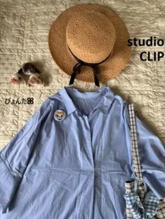美品★スキッパーシャツチュニック＊サックスブルーのサムネイル