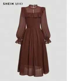 SHEIN ブラウンシースルーワンピース【9/28まで】